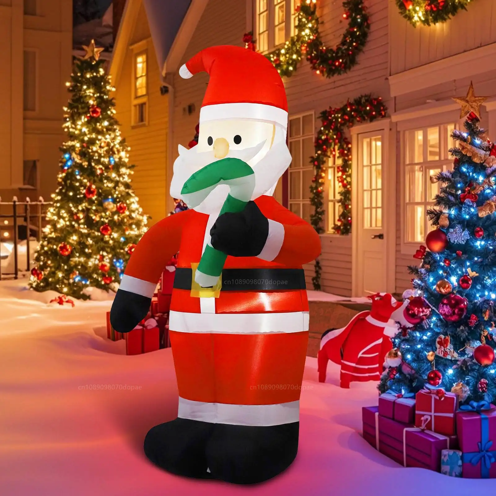 4FT عيد الميلاد نفخ سانتا عكاز صغير ديكور خارجي المدمج في أضواء LED في الهواء الطلق ساحة عطلة حفلة حديقة الحديقة ديكور الدعامة