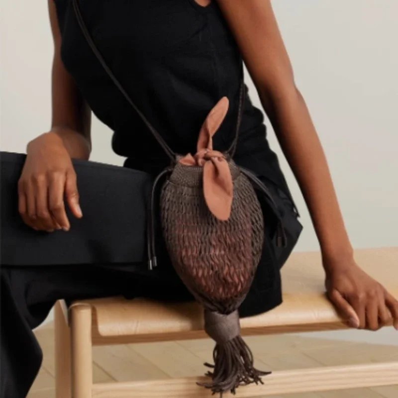 

2025 Niche Design Luxury Brand Tassel Lantern Octopus Mesh Bag One Shoulder Fishnet Cutout Woven Bag Crossbody Bag