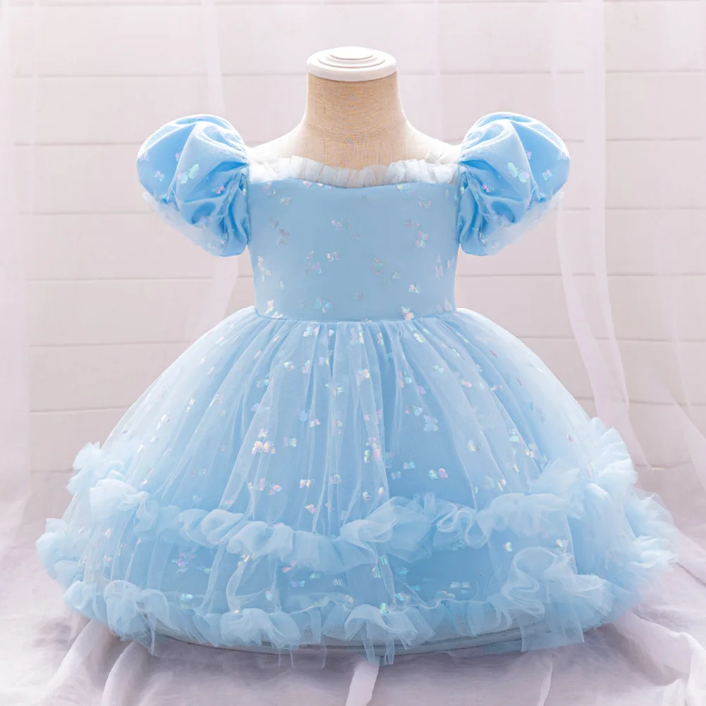 Toddler Ceremony 1st Birthday Tutu Dress For Baby Girl Clothes Short Sleeve Princess Dress Girls Dresses Lace Baptism Party Gown