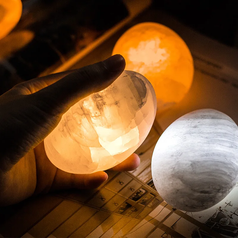 Natural Gypsum Crystal Night Light - Mini LED Bedside Lamp with Touch Control, Ins Style Sleeping Atmosphere Light