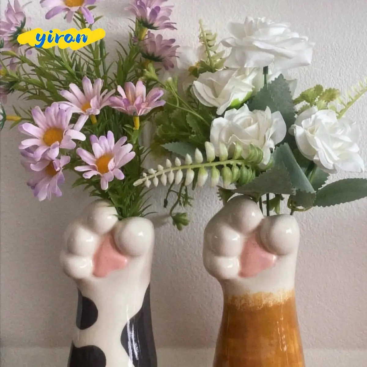 Adorable Cat Paw Ceramic Vase Ins Style Tabletop Hydroponic Flower Arrangement for Home Living Room Entryway Gift