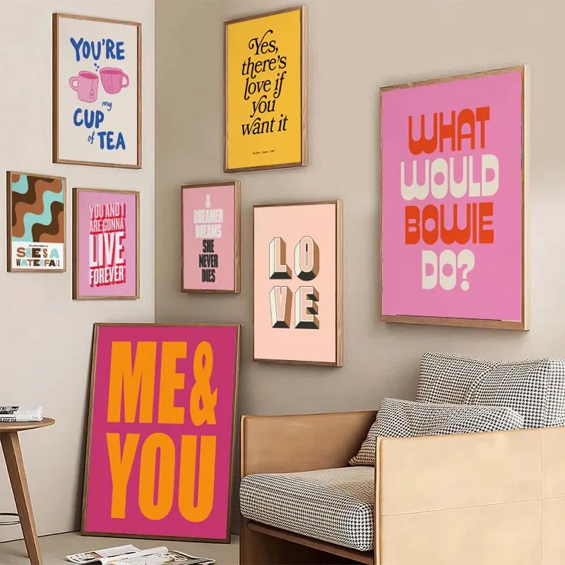 1pc frameless Canvas Painting Singer Music Lyrics Typography Art Posters Pink Colors Quotes Wall Art Canvas Painting Living Room