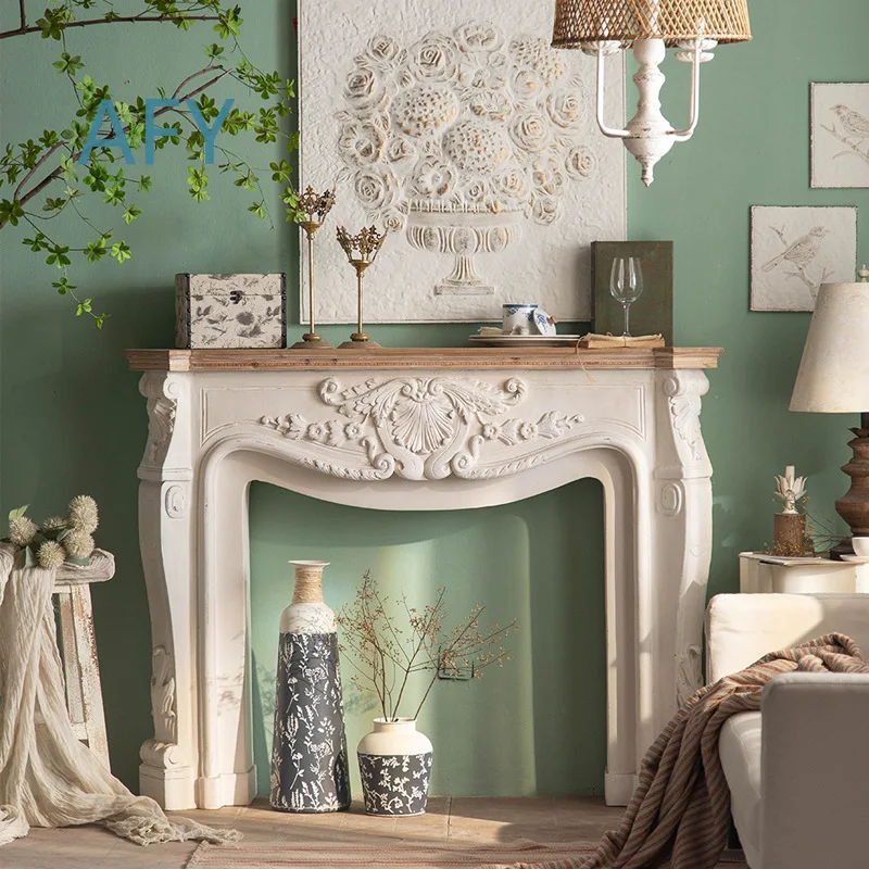 White European Style Fireplace Mantel Shelf for Wedding Photography Props Living Room Decor Console Table Foyer Marble Look