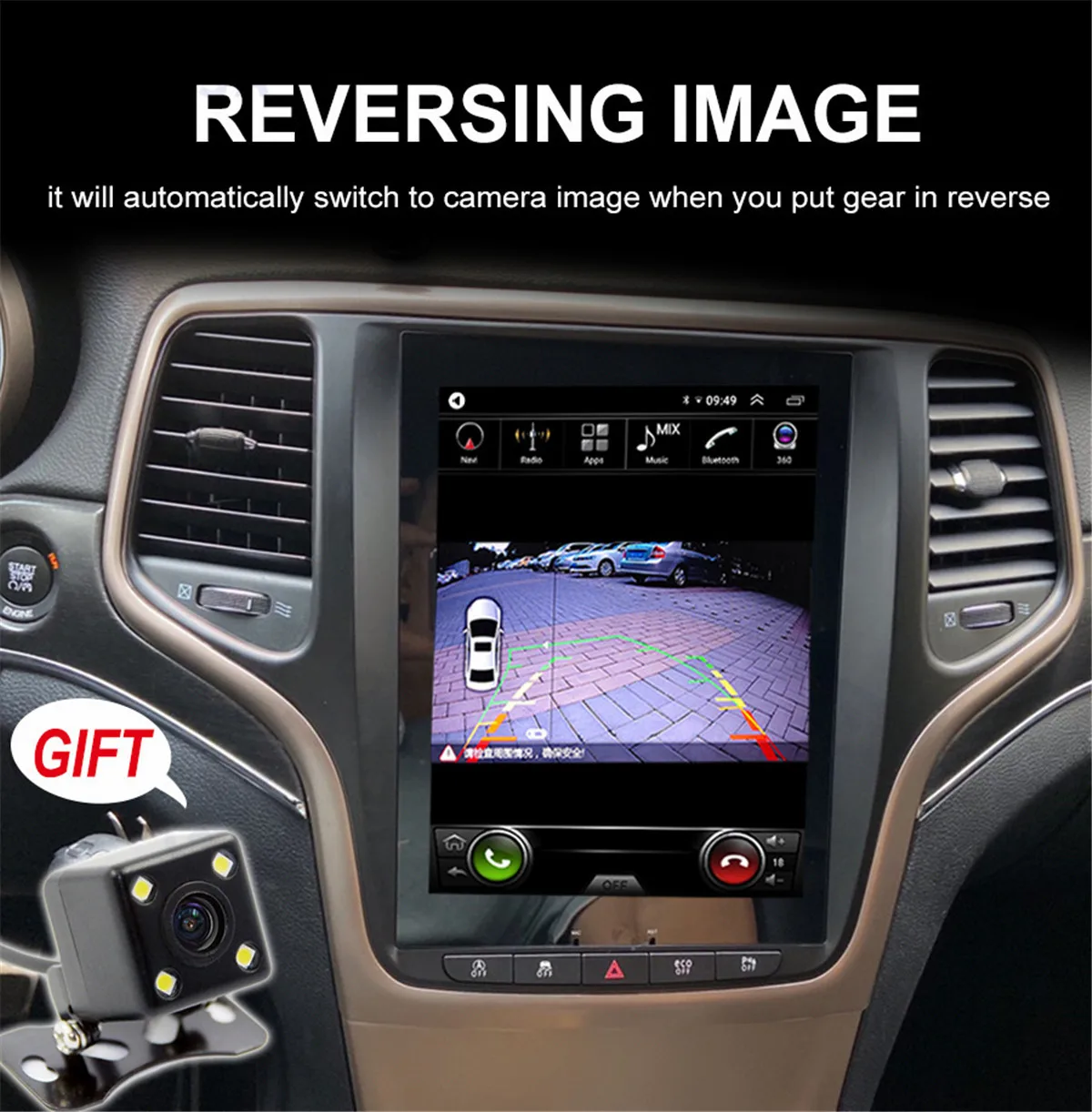 Tesla Style Stereo PX6 Car Bluetooth Screen Android 9 GPS Navi Multimedia For JEEP Grand Cherokee 2015 2016 10.4