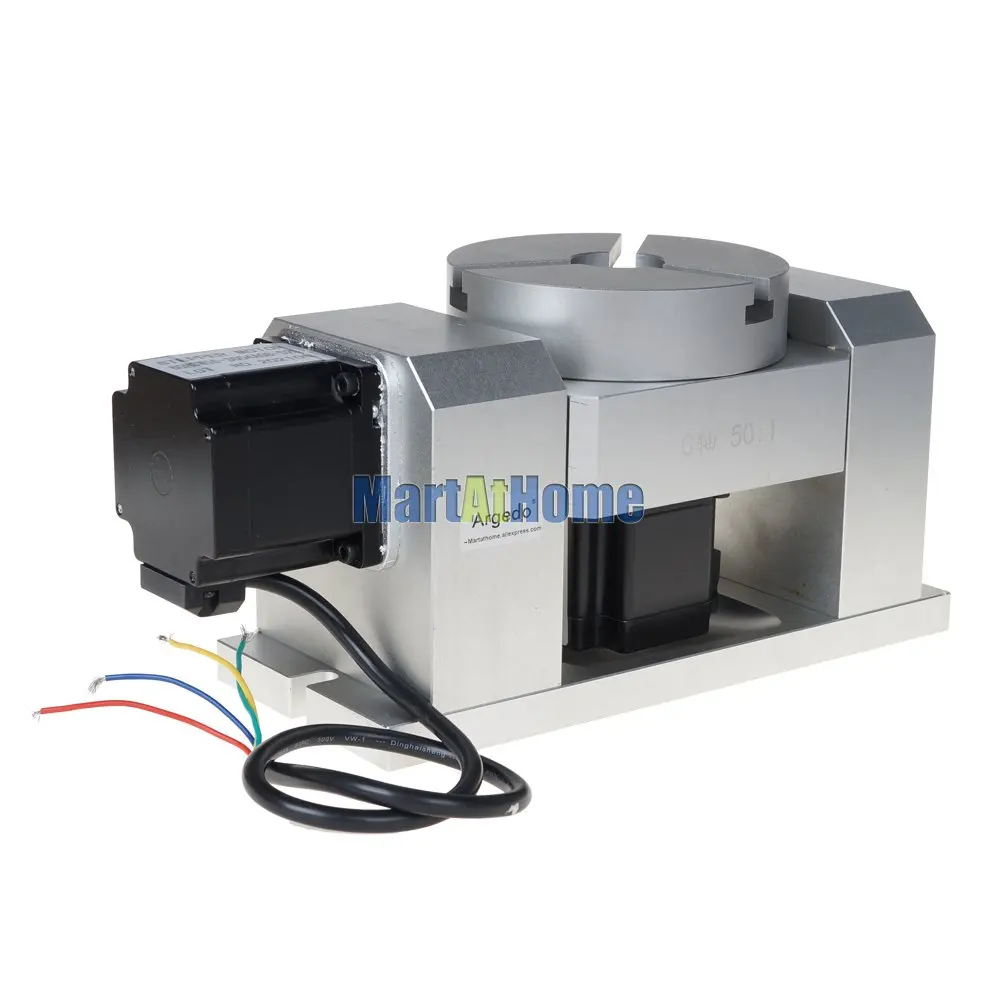 CRA902 CNC Router Machine Rotary Indexer Table 4th & 5th Rotational Axis with Chuck & 60 2-Phase Stepper Motor, Harmonic Gearbox