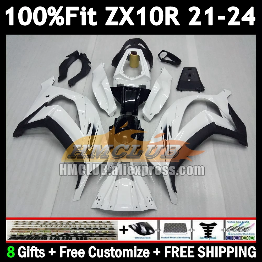 Injection Body For KAWASAKI NINJA ZX-10R ZX gloss white 10R 10 R 2021 2022 2023 2024 172No.70 ZX1000 ZX10R 21 22 23 24 Fairing