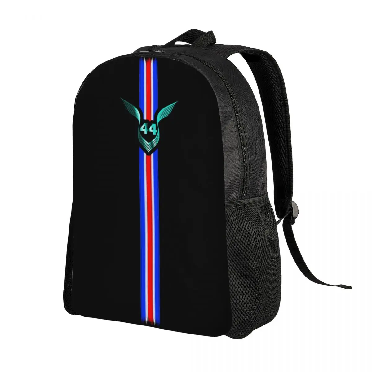 Custom The Lewis 44 Motorsport Backpacks for Men Women Water Resistant College School Car Racing Uk Stripes Bag Print Bookbags