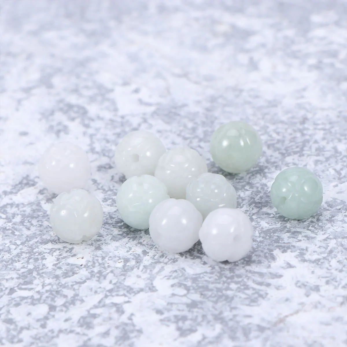 

10Pcs Natural Carved Lotus Flower Jade Beads Ball Exquisite Quality for Jewelry Making DIY Craft Beading Kit Jade Beads
