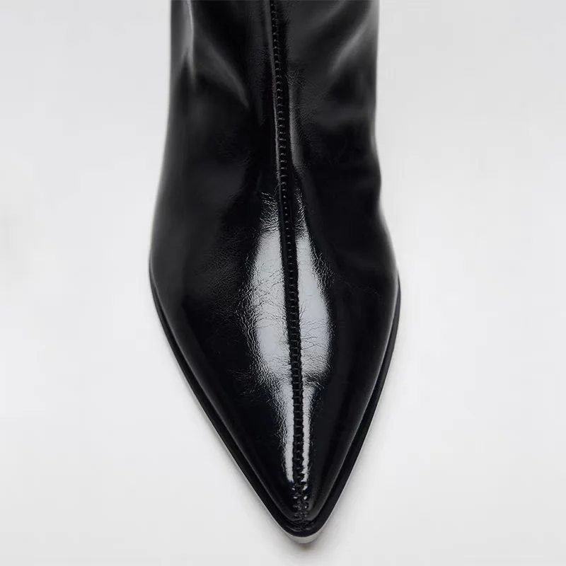 High Heels Women's High Boots Sexy Pointed Toe Fashion Shoes 2025 Winter Walking Chelsea Boots New Trend Gothic Long Mujer Botas