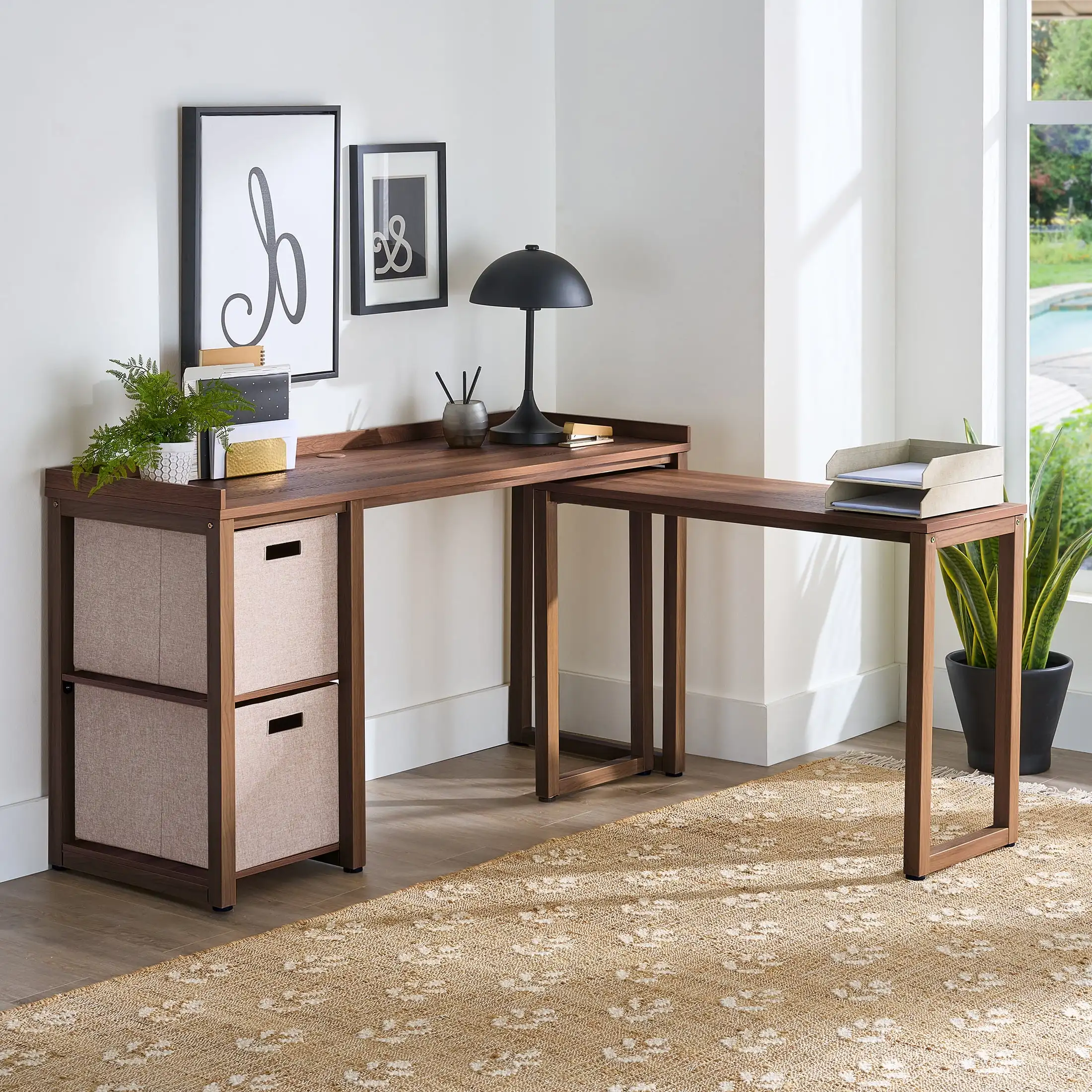 

Ezra Modular L Desk with 2-Cube Storage,