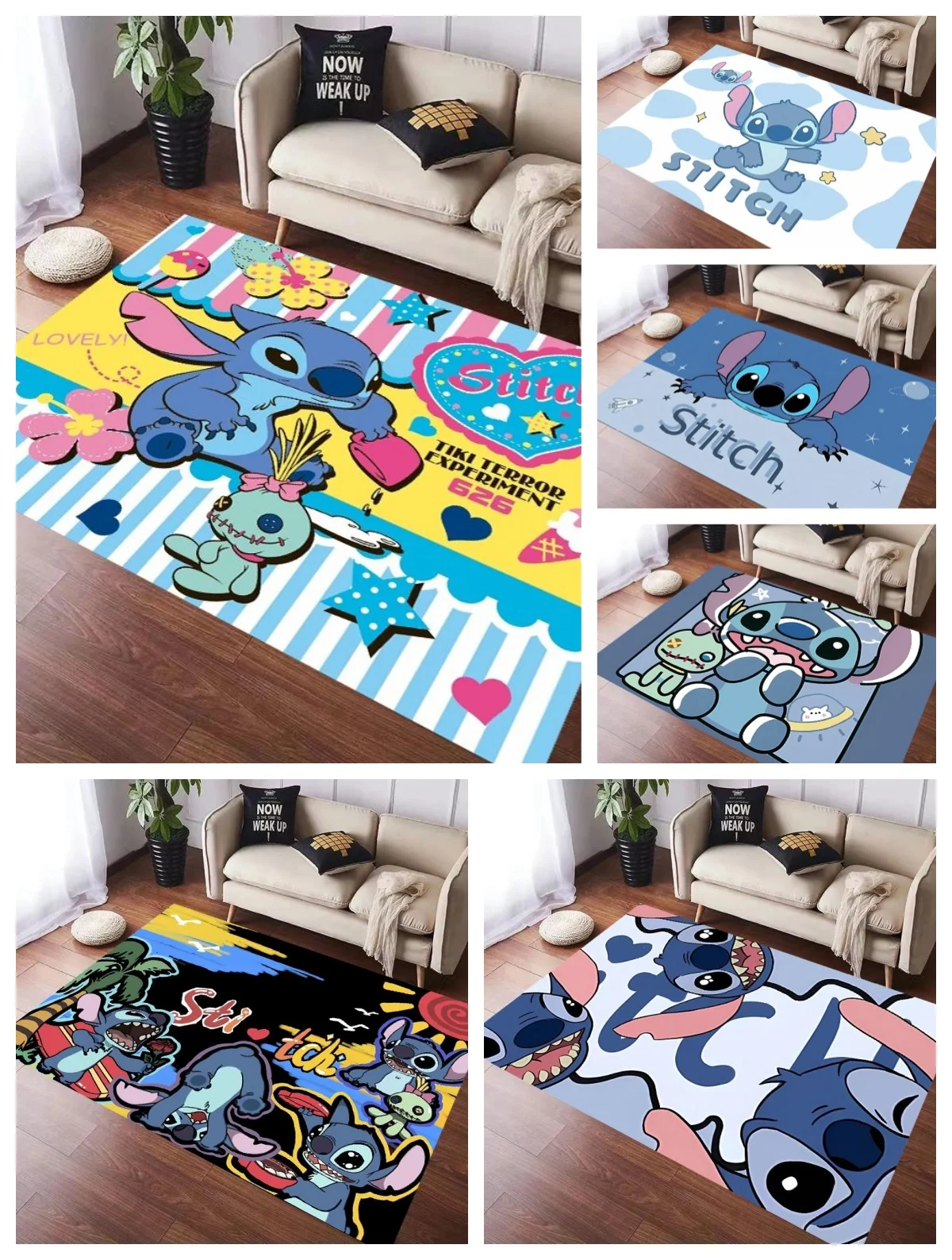 

Disney Stitch Cartoon Area Carpet for Children Living Room Bedroom Floor Mat Kitchen Mat Children's Bedroom Mat Home decoration