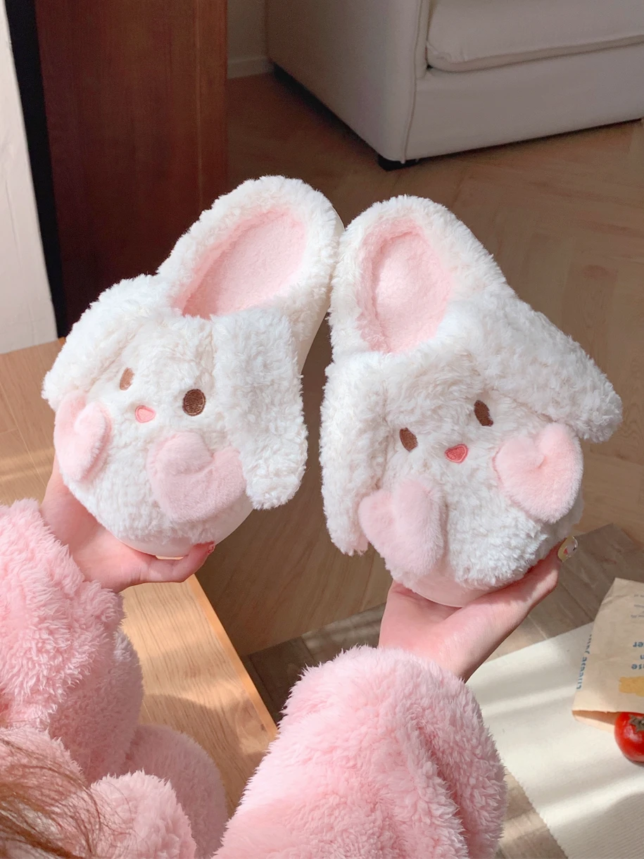 

Women Cute Home Slippers Lovely Bunny Cotton Slippers For Women Autumn And Winter Casual Home Warm And Comfortable