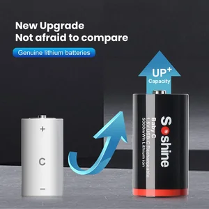بطارية سوشاين-ليثيوم USB قابلة لإعادة الشحن ، مصباح يدوي ، موقد غاز ، سخان مياه ، أجهزة راديو ، مقاس C 1.5 فولت ، 5000 ميجاوات في الساعة أعلى 8 مبيعات لمواقد البطارية - رقم 1