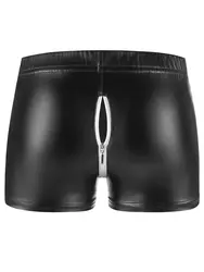 S-5XL Shiny Faux PU Leather Convex Pouch Boxer Short Zipper Back Crotch Boxers Calzoncillos Trunks Tight Pantes Ropa Boxershorts