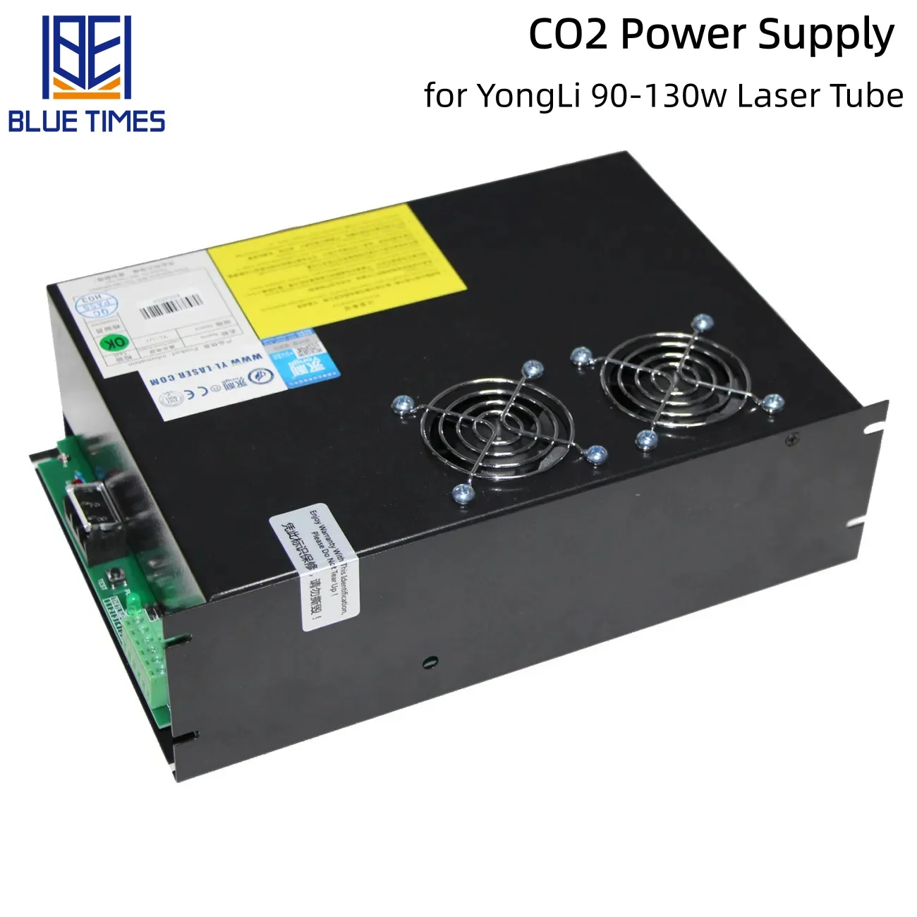 Bluetimes CO2-Laser-Netzteil für 90–130 W YongLi-Laserröhre, Ausgangsspannung 35 kV, maximaler Strom 28 mA, Größe 270 x 180 x 80 mm