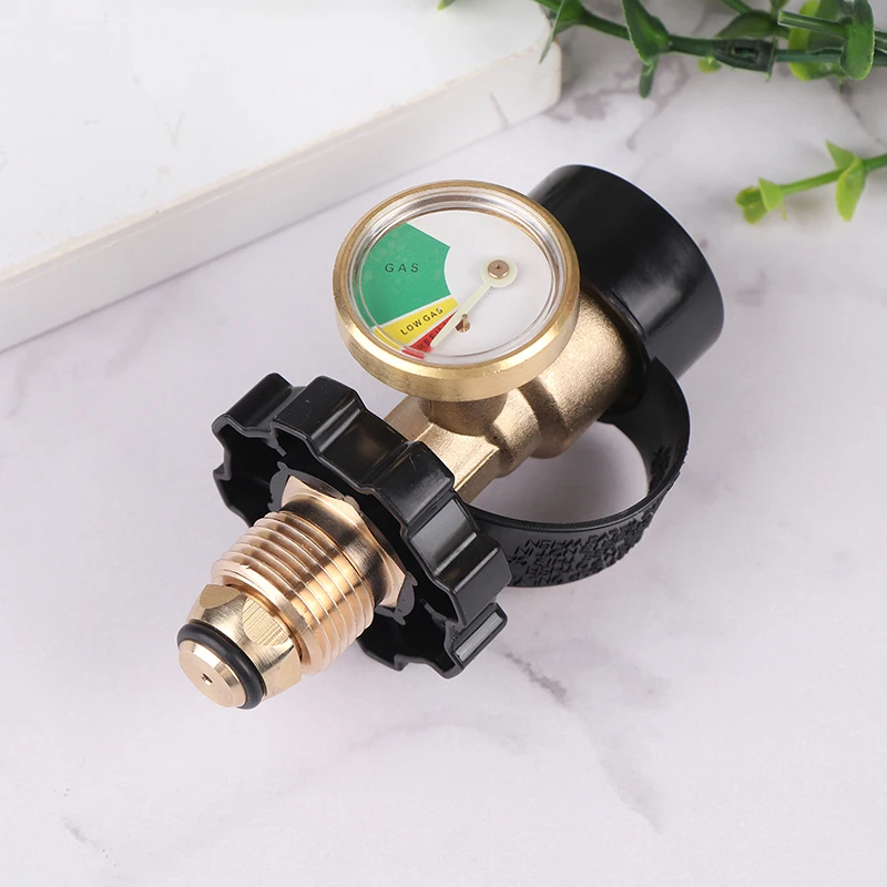 Propane Tank Gauge POL Propane Tank Adapter Universal Pressure Gauge Connector QCC1 Built-in Leak Detector