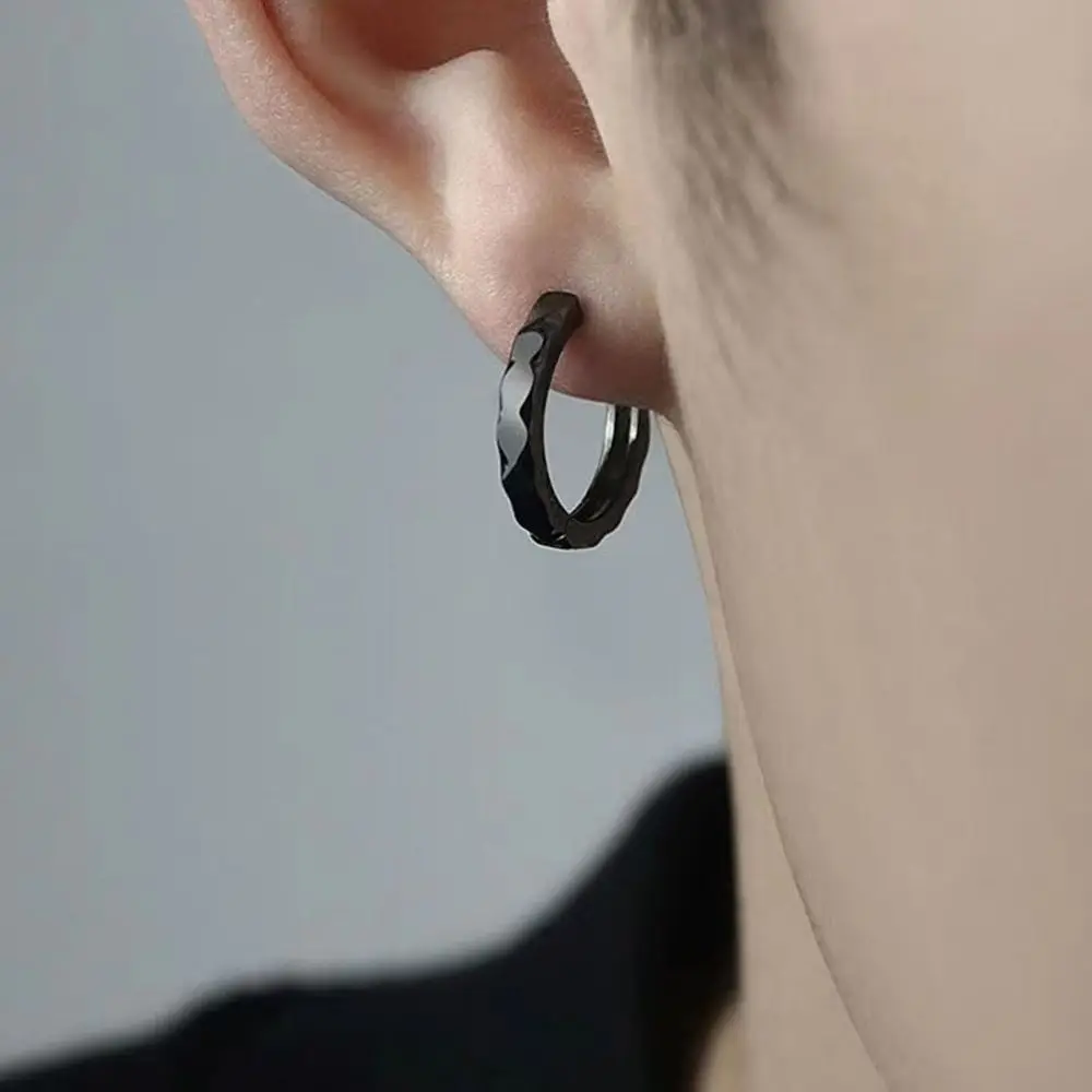 Geometric Trendy Stud Earrings Veins Unisex Irregular Ear Jewelry Round Korean Hoop Earrings Women Men Earrings