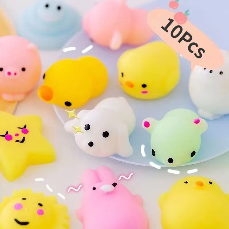 10Pcs Creative Kid Small Animals Cartoons Cute Pet Seals Little Ball Mini Relieve Stress Decoration Squeeze Toys