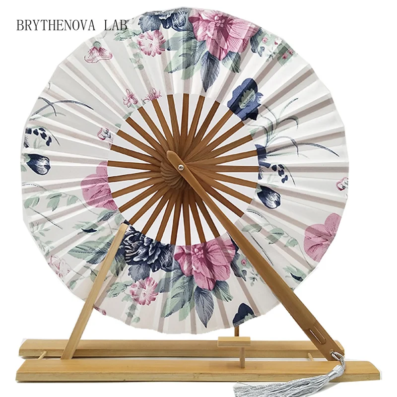 Japanese Ancient Style Cherry Silk Group Fan Classical Portable Ladies Summer Folding Small Round Hand Fan Eventail Mariage