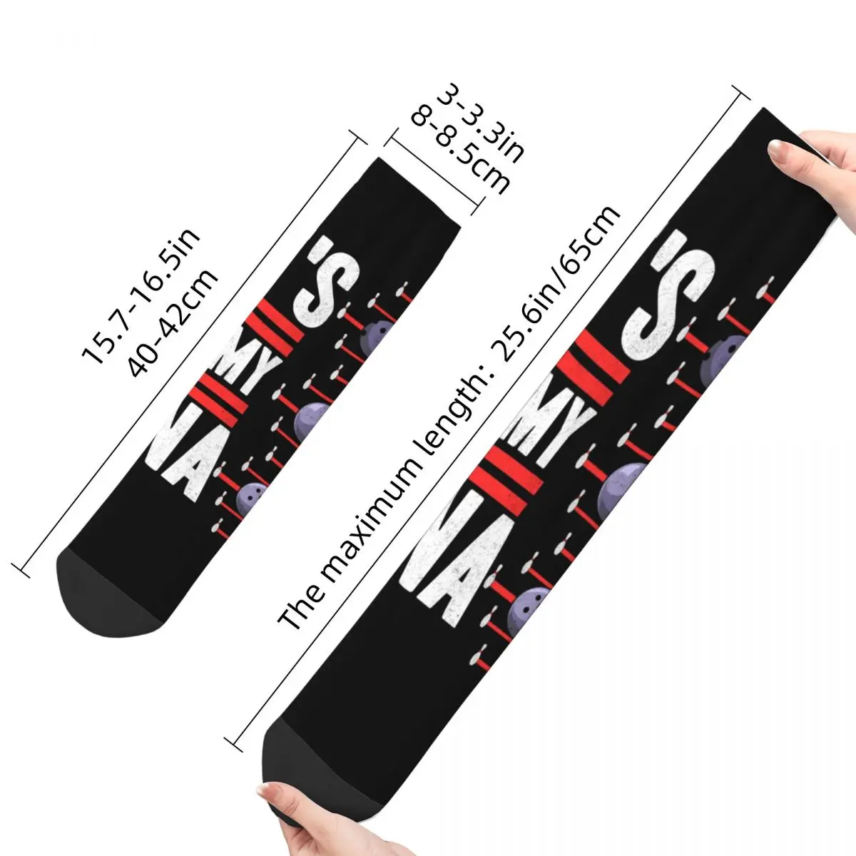 Funny Crazy Compression Sock for Men MY DNA Bowling Bowler Hip Hop Vintage Bowling Ball Happy Pattern Printed Boys Crew Sock