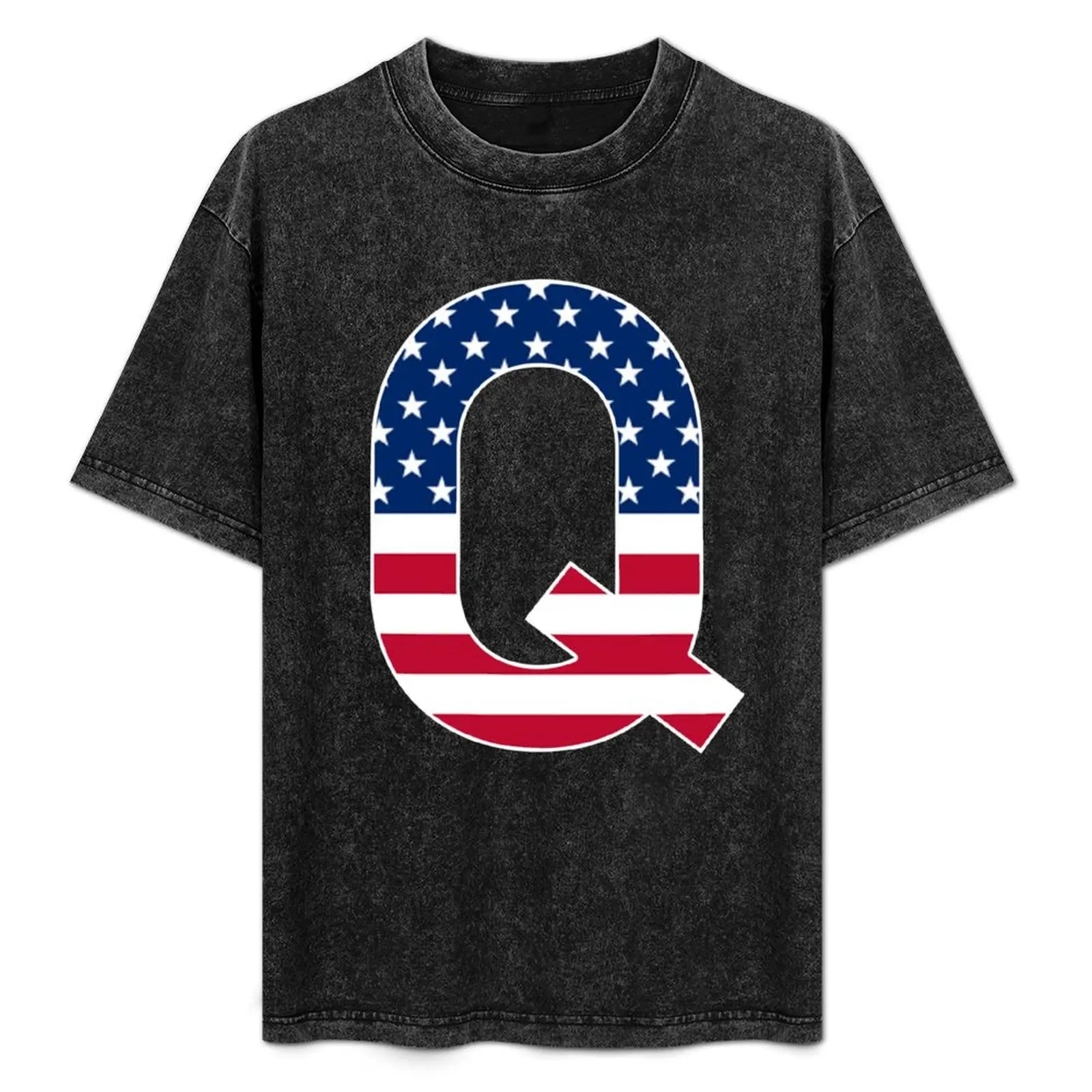 

Letter Q Capital Alphabet Q American Flag Gifts T-Shirt Stretch Fabric Comfort T-Shirt