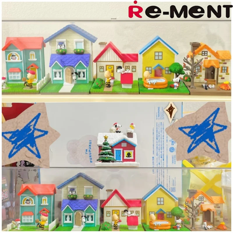 Rement Dostępne Od Ręki Autentyczne Snoopy Słodkie Małe Domki Miniaturowe Sceny Wnętrz Model Kolekcjonerski Blind Box Dla Kolekcjonerów Anime