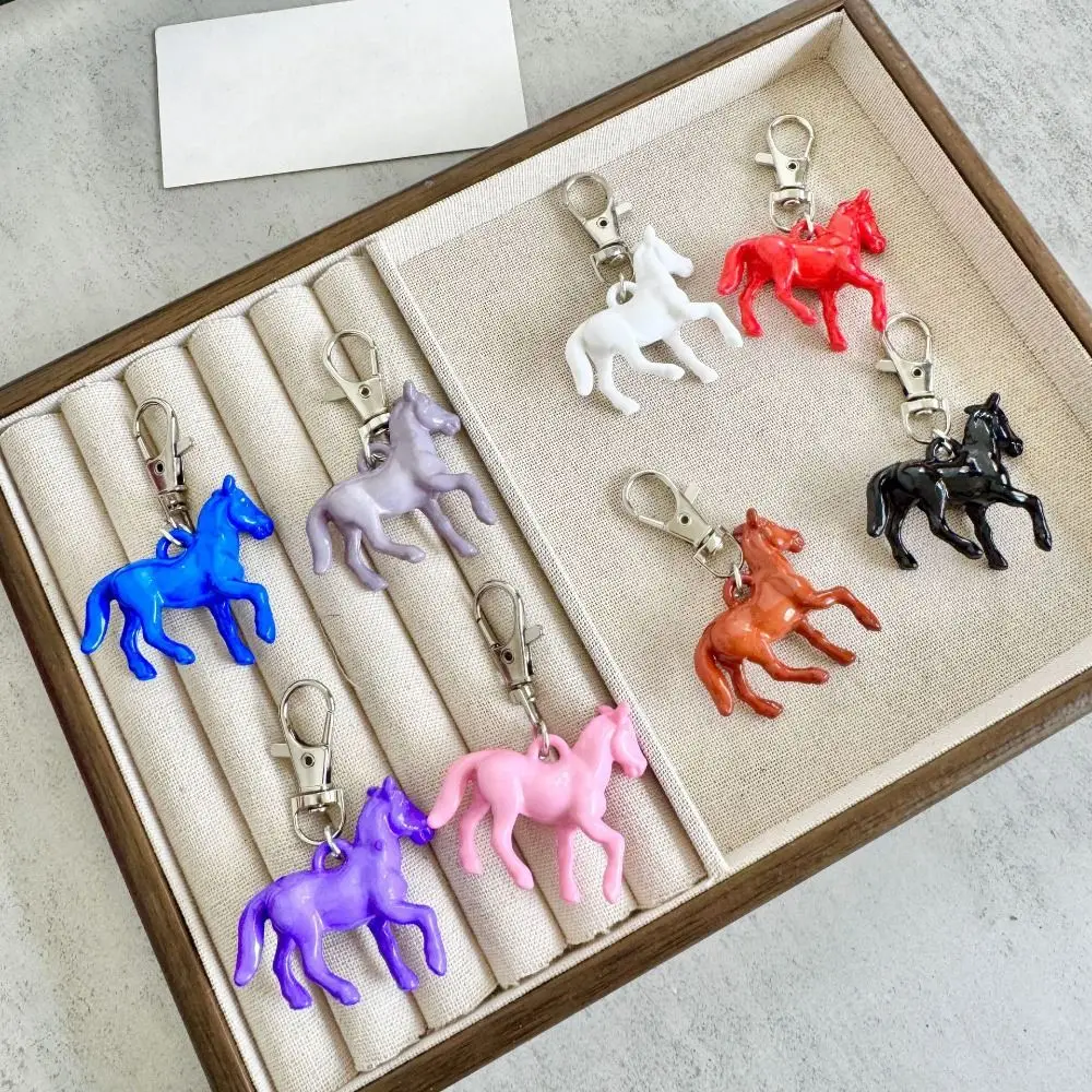 Jewelry Cartoon Horse Pendant Keychain Creative Mini Animal Key Ring Good Luck Stereoscopic Backpack Pendant Backpack Decoration