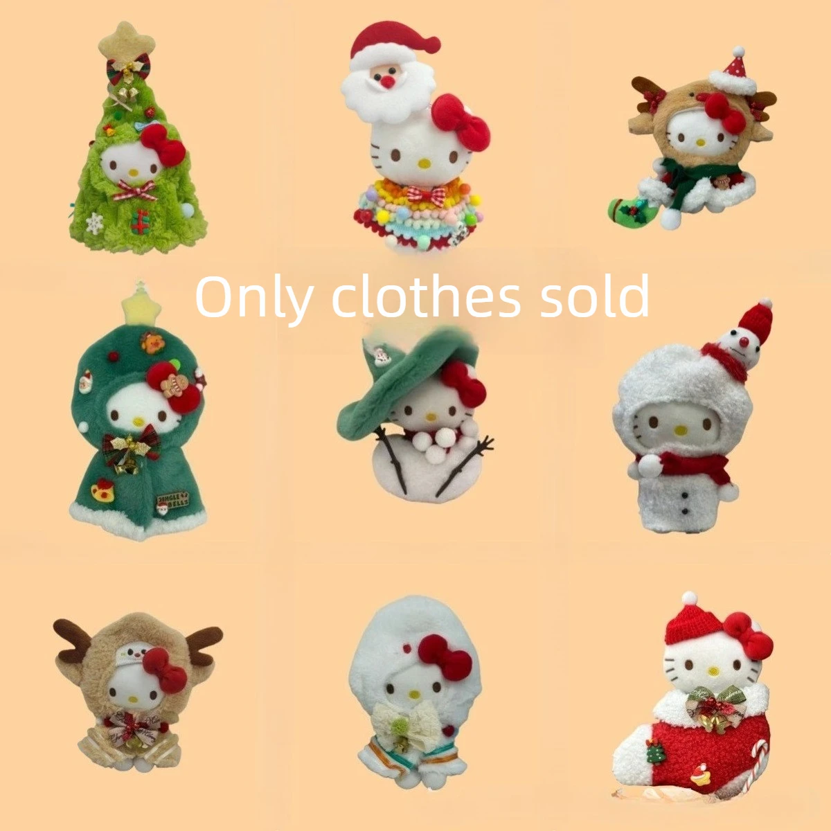 

For HelloKitty Plush Doll Cartoon Cute Christmas Dress Up Clothing Set Kitty Plush Keychain Backpack Hanging Decor Accessories
