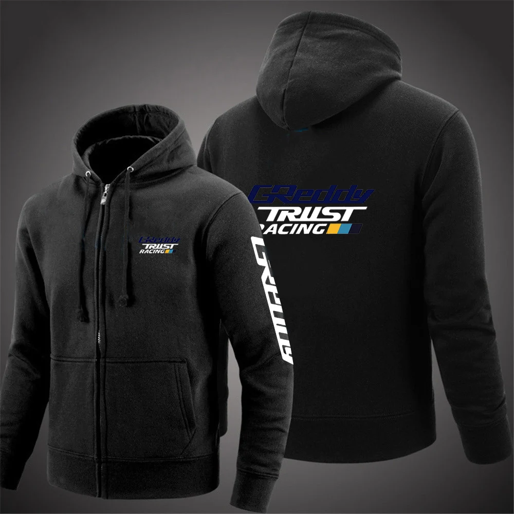 2025 Spring Autumn Men's GReddy Turbo Systems Logo Print Solid Color Pullover Hoodies Leisure Coat High Street Fashion Jacket