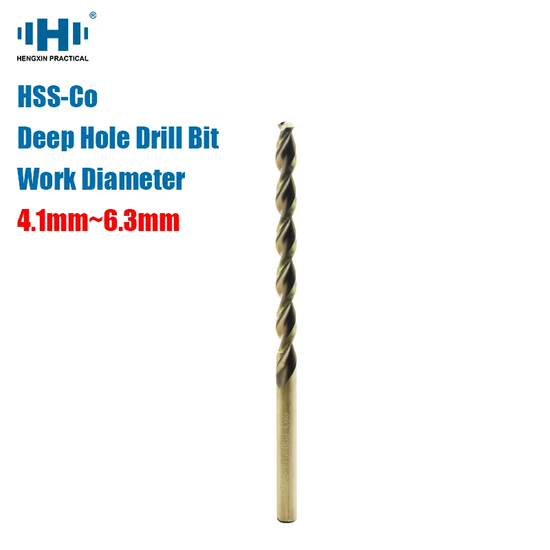 

HENGXIN 4.1mm--6.3mm HSS-Co M35 High Speed Steel Deep Hole Drill Bit Standard Length Straight Shank Tools for Electric Drills