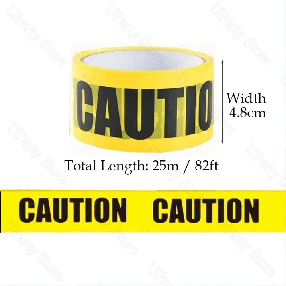 25M Halloween Decoration Caution Tape Ribbon Non- Adhesive Yellow Halloween CAUTION Tape for Ourdoor Halloween Party Decor Favor