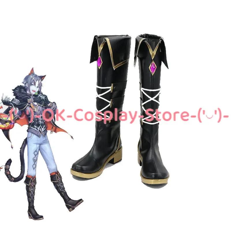 Mysta rias Cosplay Shoes PU Leather Shoes Halloween Carnival Boots Vtuber Luxiem Cosplay Prop Custom Made