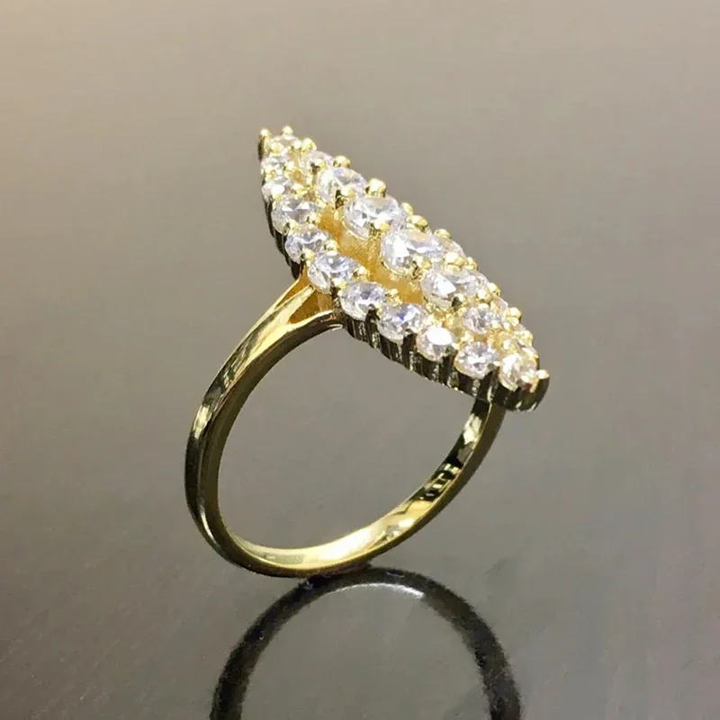 CAOSHI Noble Magnificent Gold Color Rings for Women Brilliant Cubic Zirconia Jewelry Elegant Accessories Daily Wearable Rings