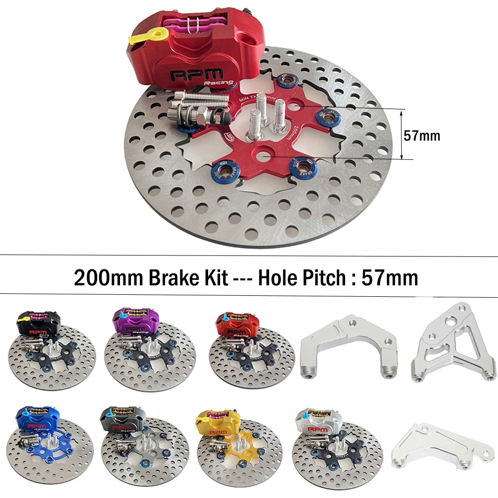 57mm Hole Pitching Motorcycle  200mm Brake Disc Brake Caliper Floating Rotor Front Universal for Yamaha RSZ JOG BWS Zuma  Aerox