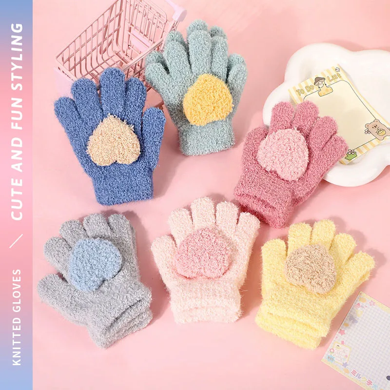 1Pari Plüsch Warme Handschuhe Winter Stil Nette Split Finger Design Student Prinzessin Mode Kälte Prävention Radfahren Geeignet