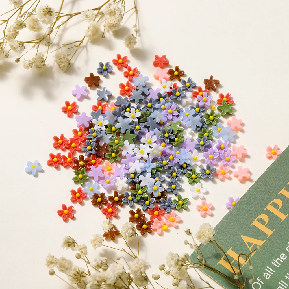 

100 шт. цветов из смолы для декора чехлов для телефонов, дизайна ногтей, маникюра, наклеек, поделок и аксессуаров для рукоделия