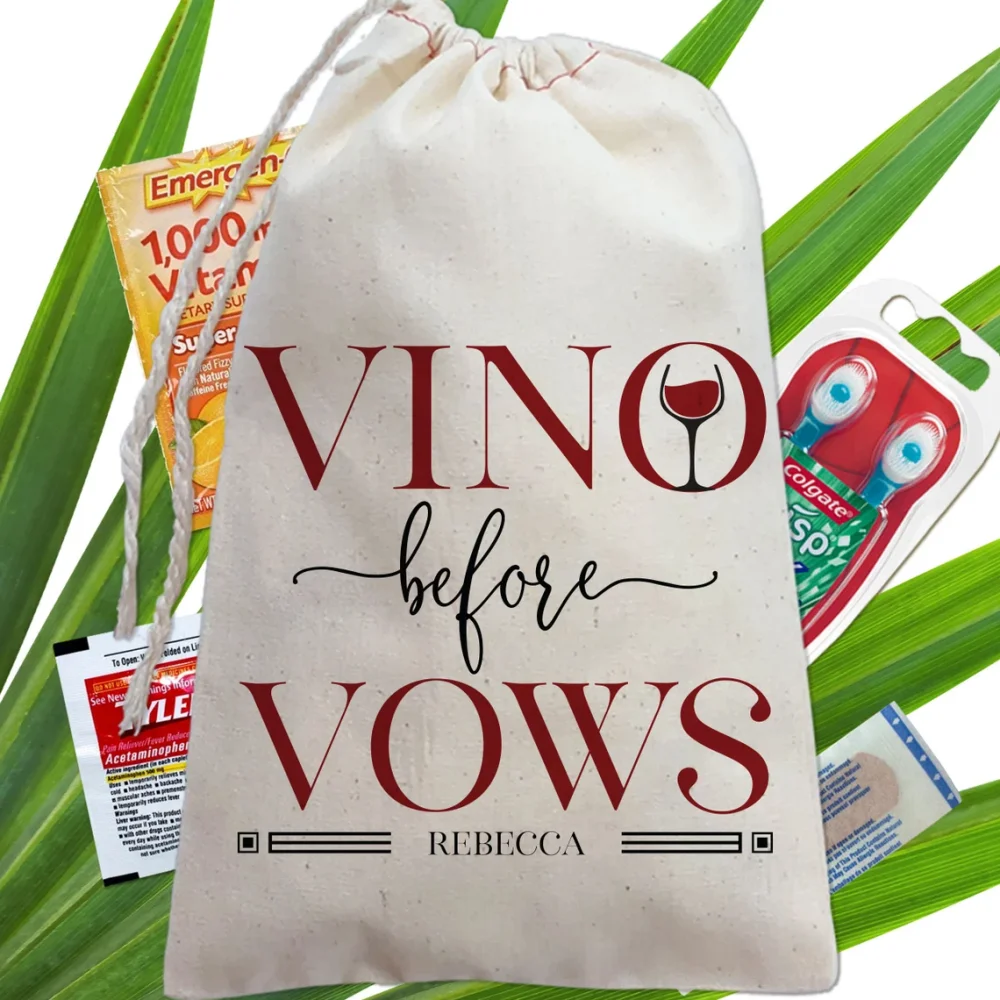 25 bolsas de regalo para fiesta de despedida de soltera Vino Before Vows, recuerdos de fiesta de despedida de soltera de Vineyard, bolsas de recuerdo personalizadas para Napa