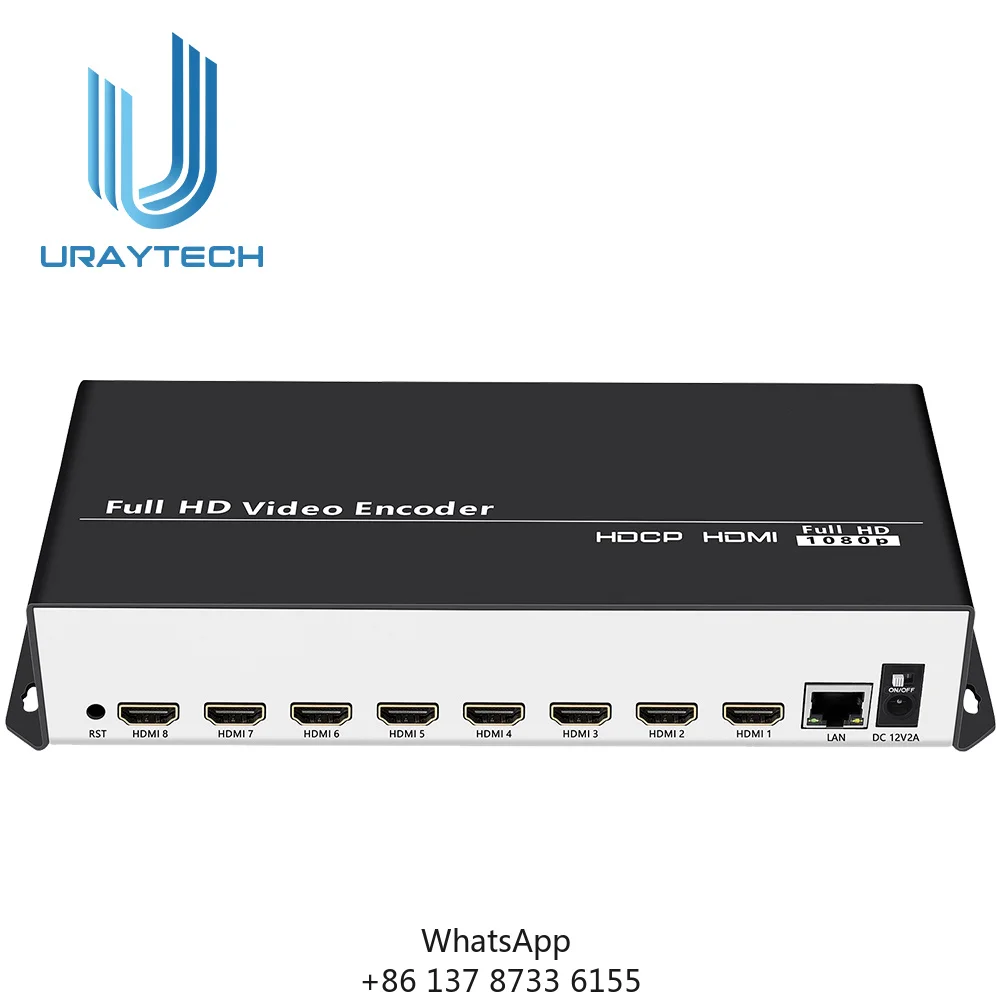URayTech 8 In 1 H.265 H.264 HDMI To IP Video Encoder 8 Channels Live Streaming Encoder HD Encoders H265 With SRT RTMP RTSP HLS