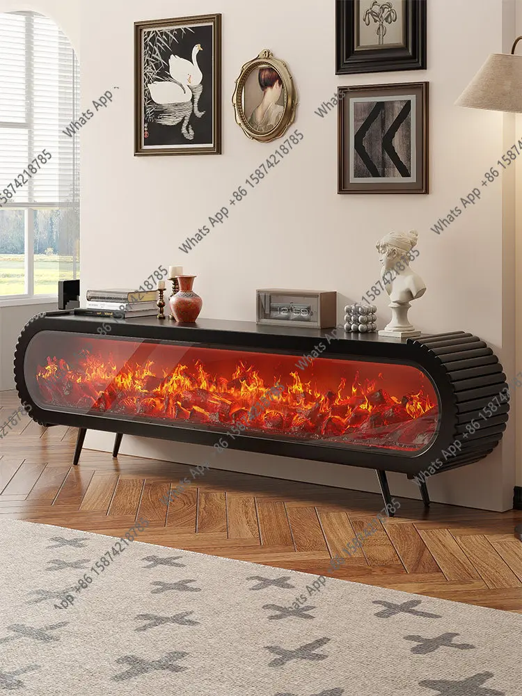 Modern simple fireplace cabinet simulation flame effect white paint home decoration cabinet French fireplace customization