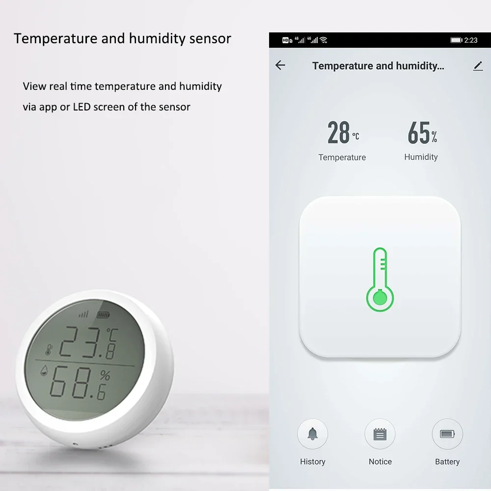Picture 3: Tuya ZigBee Smart Temperature And Humidity Sensor Wireless LED Screen Display Working With Google Assistant Tuya Zigbee Hub
