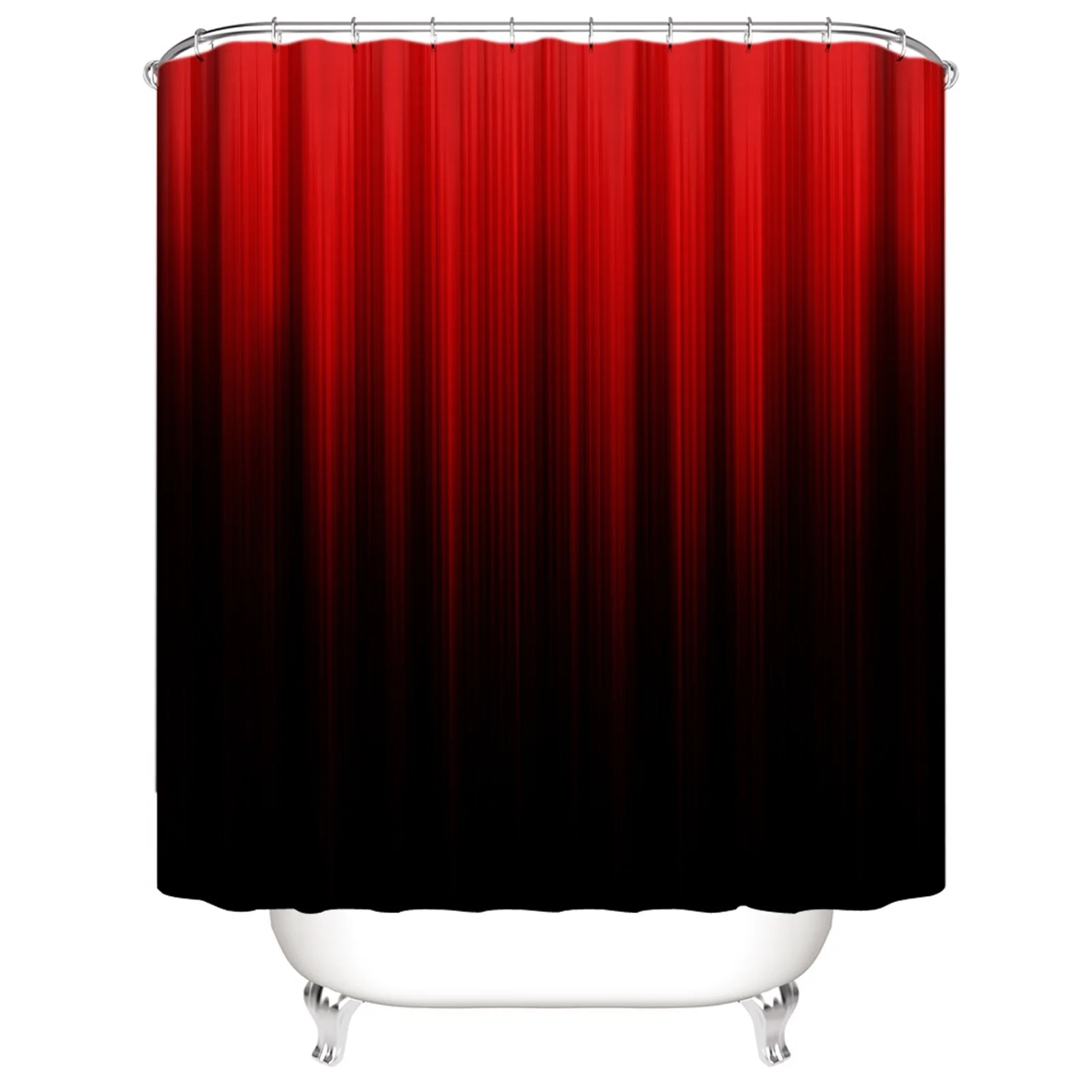 1Pc Red Black Gradient Shower Curtain, Home Bathroom Bathtub Decoration, Machine Washable, Durable Polyester Fabric 71x71 inches