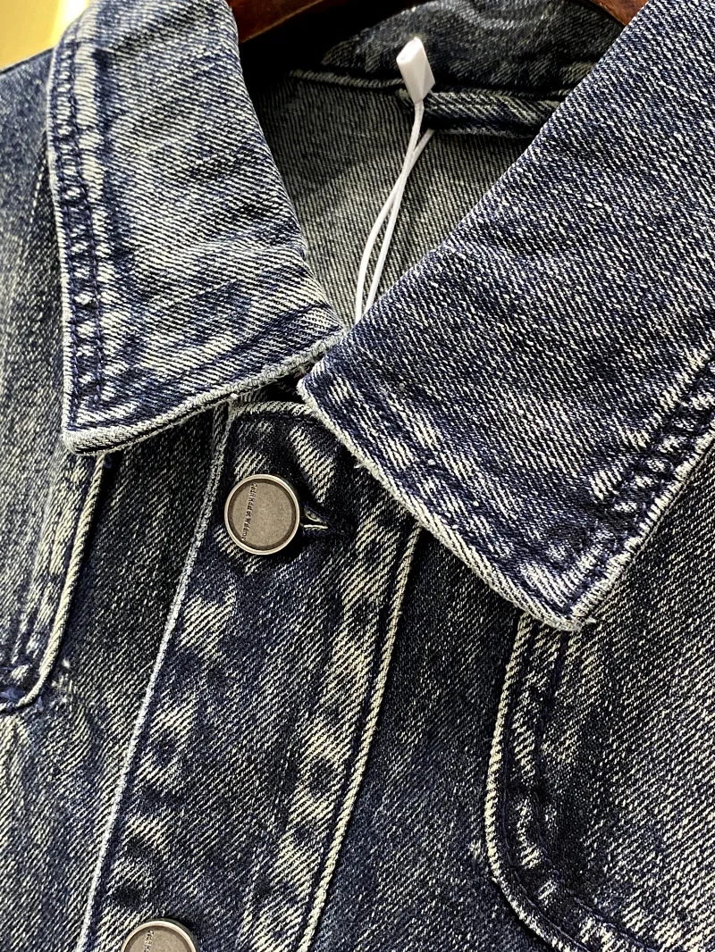 

Retro Waed Crt Loose Fit Casual Collar Denim Jaet for Men Autumn New Sle Youth Trendy Outerwear Stand Size Long Sl...