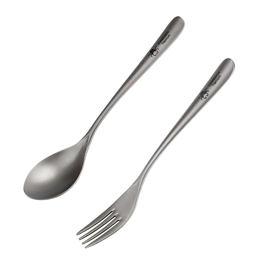 Camping Lightweight Titanium Chopsticks Outdoor Spoon Camping Fork Outdoor Tableware for Noodles Rice for Hiking Picnic Fishing