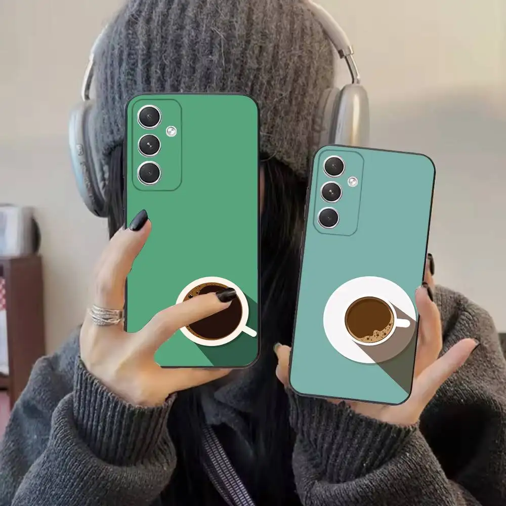 Coffee Phone Case For Samsung S25,24,21,22,23,20,S30,Ultra,Plus, Fe,5G Silicone Cover