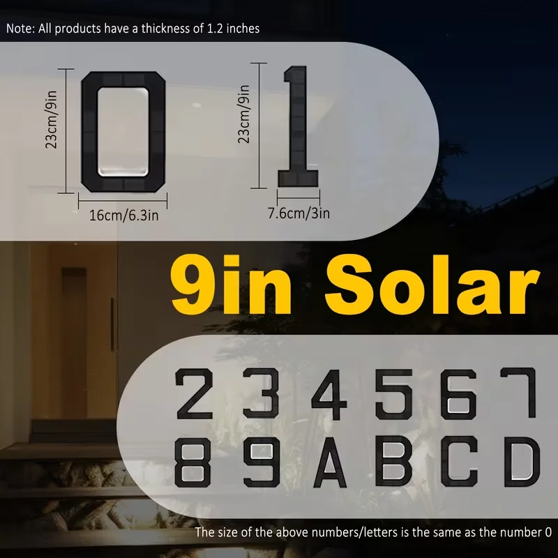 23cm Solar LED Address Sign, Digital House Number Light,Shopping Mall Door Address Smart Sensing LED Lights,No Wiring Required view 5