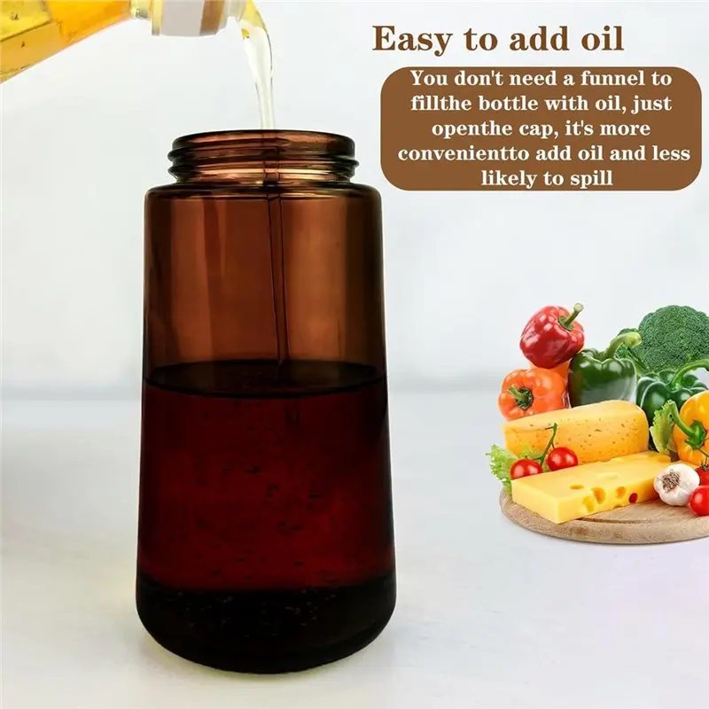 LLCS-For Cooking Bottle 16Oz Olive Oil Dispenser 2 Pcs Oil Sprayers Dark Glass Lightproof Borosilicate Glass Oil Bottle