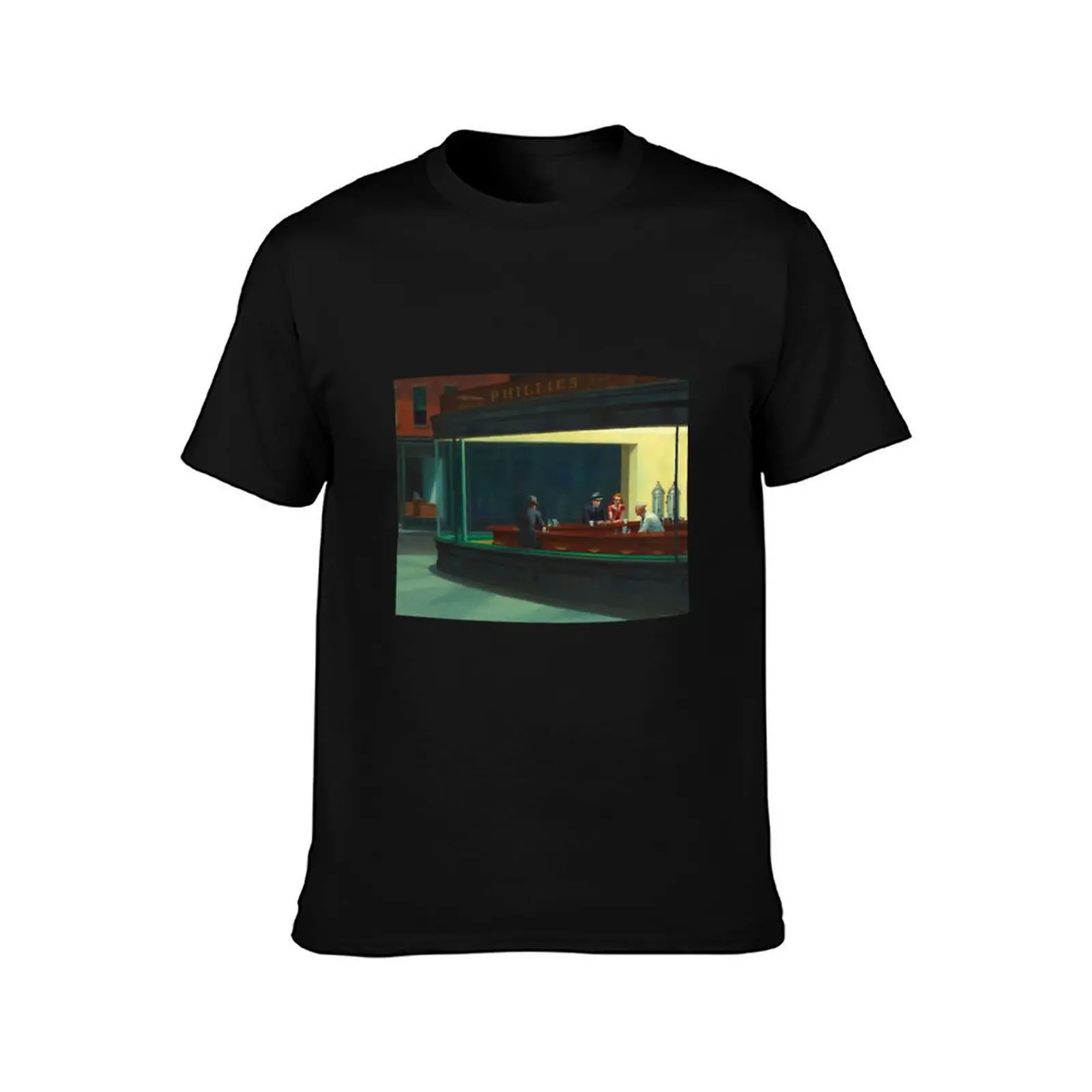 NIGHT HAWKS - EDWARD HOPPER Photographic Print \t T-Shirt Christmas Casual Short Sleeve Top T-Shirt