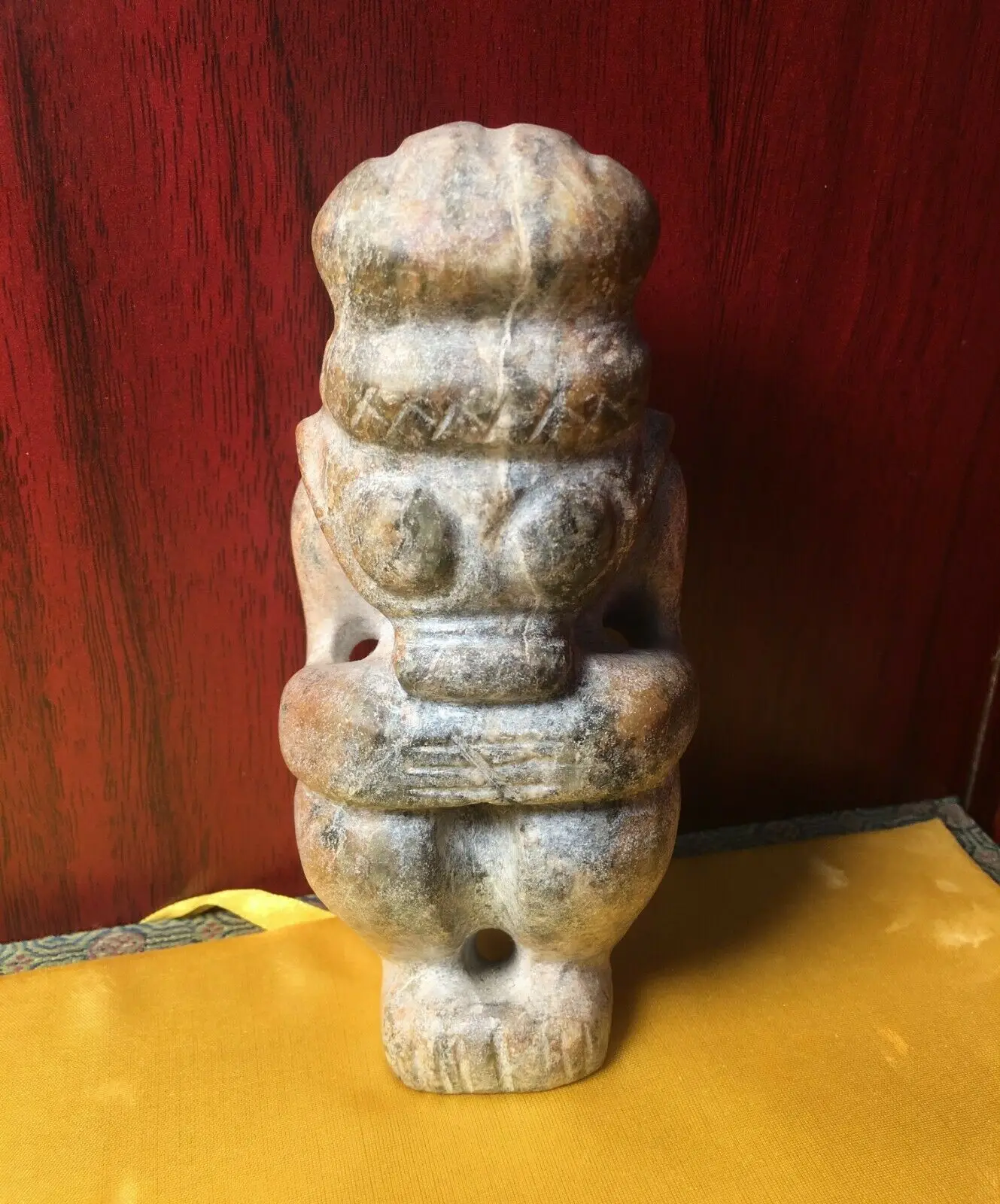 

Neolithic Hongshan Culture Jade High Crown Sun God Alien Humanoid Statue Carving Timestown 20220622A19