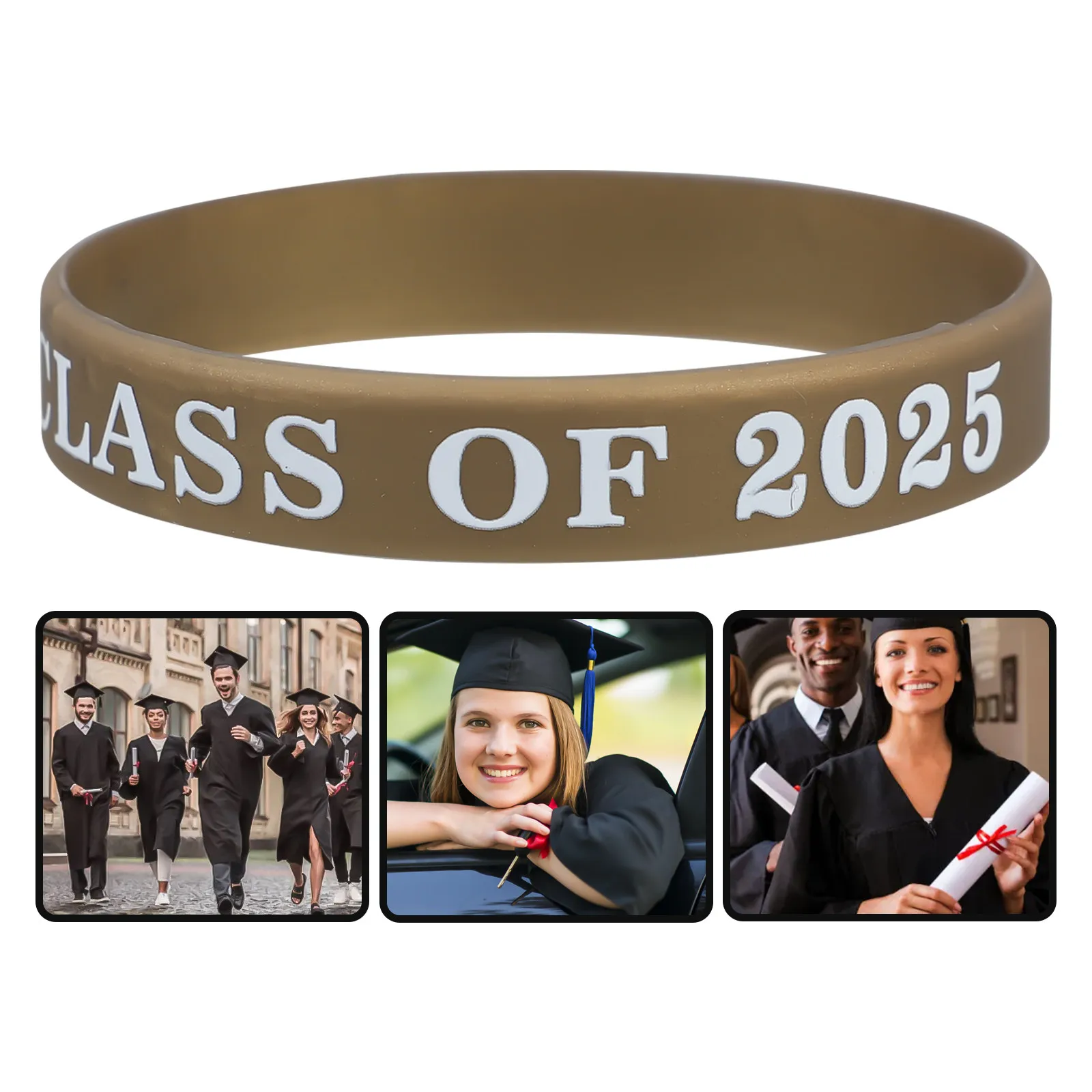 24Pcs Silicone Graduation Wristbands Class of 2025 Bulk Grad Party Supplies Flexible Soft Eco Friendly Wristbands for High