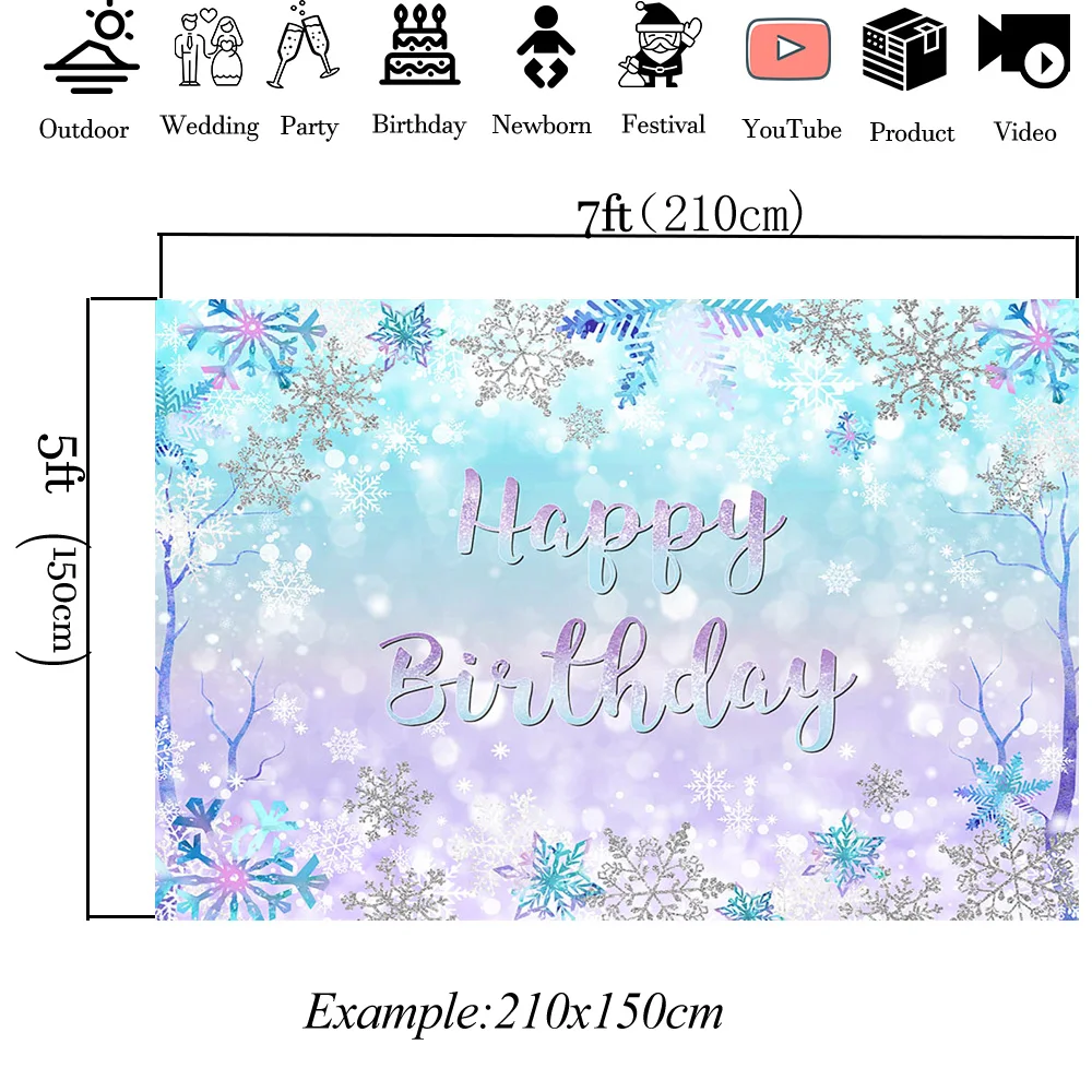 Winter Weihnachten Geburtstag Hintergrund gefrorene Schneeflocken Dekor Hintergrund Banner Neugeborene Kinder lila Bule Geschlecht offenbaren Party Foto